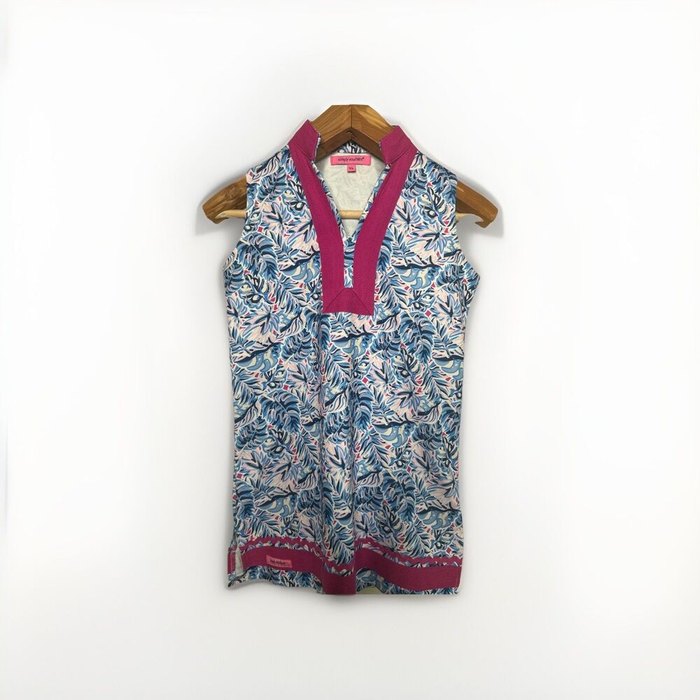 Simply Southern V-Neck Sleeveless Girls Dress Size: YL
